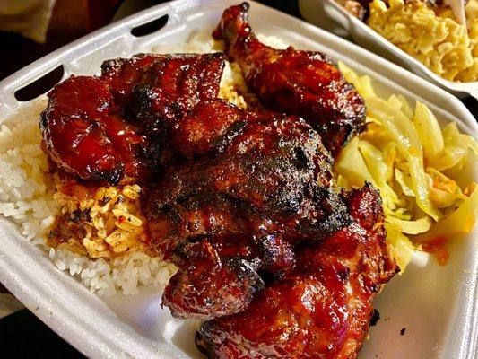 BBQ Chicken Platter with cabbage & White Rice