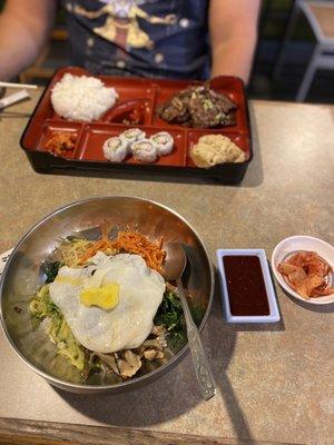 Bibimbop (vegetables $11 & beef $12 ) Galbi Bento Box