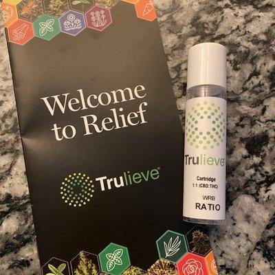 They offer "ratio" vape cartridges and sometimes flower products for those interested in balanced relief... CBD & THC blended together.