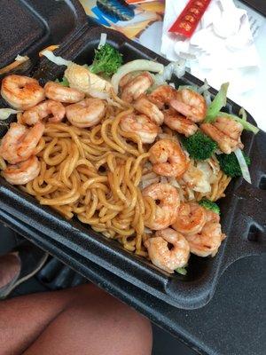 Teriyaki shrimp subbed with noodles