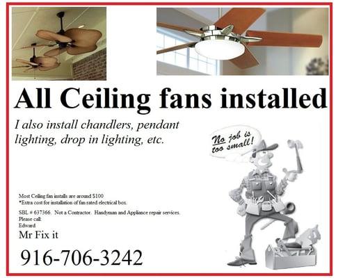 Ceiling fan installations