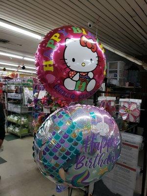 S O cuuuuute!!! Hello Kitty - $2.99/ea, mertail $1.99/ea balloon.