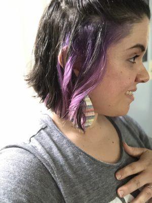 Thick purple peekaboo highlights