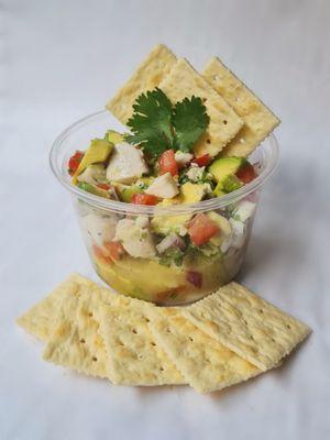 Ceviche with crackers