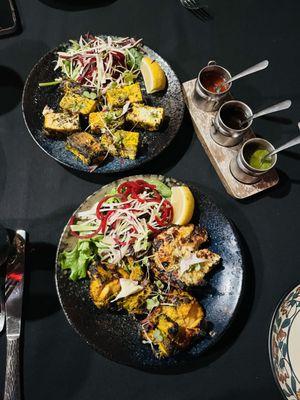 Pudina Paneer tikka or kebab trio