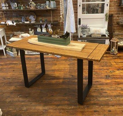 24x60 welded base farmhouse breadboard style table