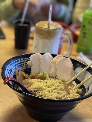 Shoyu ramen and Iced Whipped Coffee