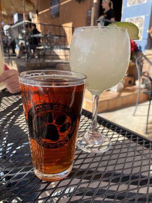 Local beer and fresh squeezed lime margarita