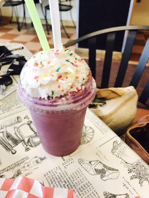 Unicorn like blackberry shake