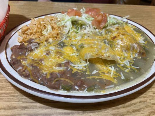 The other part of the combo - enchilada, tamale, rice & beans