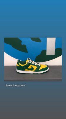 Brazil dunks available in store.