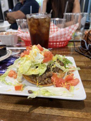 Carne asada tostada for $3