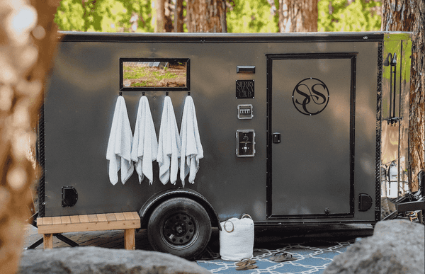 Tallac Mobile Sauna in wilderness setting.