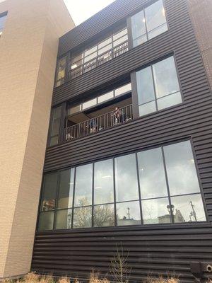 Garage doors in workout rooms