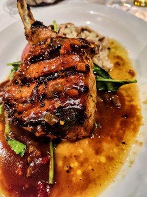 Duroc pork chop with mushroom risotto