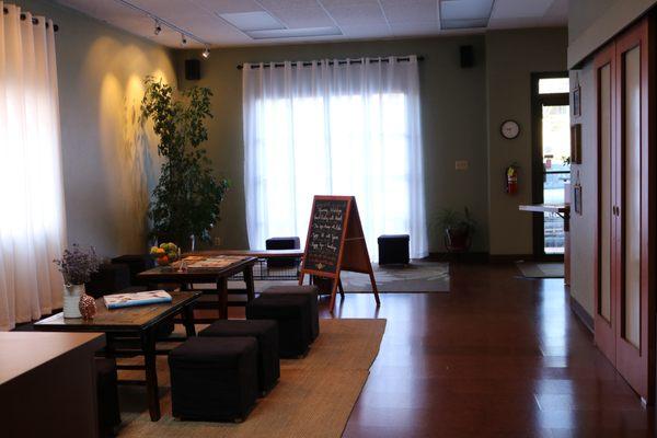 Enjoy our peaceful and spacious cozy lobby in between classes! We provide FREE Wi-Fi