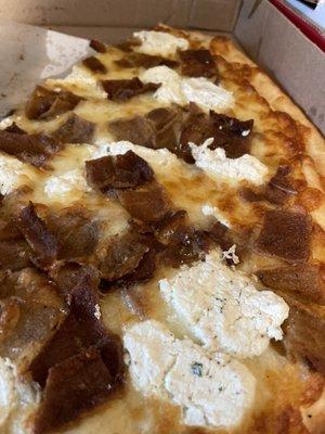 White pizza Eggplant Ricotta close up