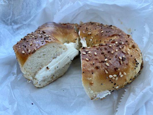 Toasted Everything bagel  w/ Cream Cheese