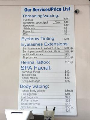 Services/Price List