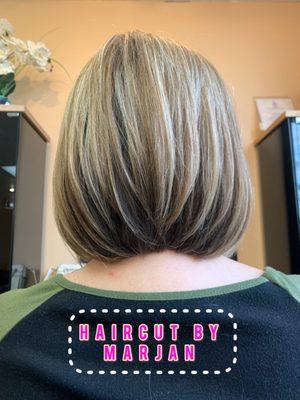 Haircut and highlights by MarjanGanji, call for appointment and get %15 off for first visit.