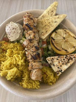 Baba bowl with chicken kabob