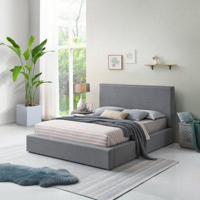 ASY Furniture king size fabric low to ground platform gray bed at Houston furniture store