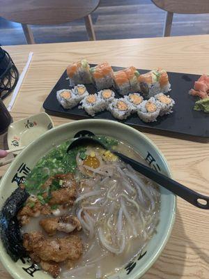 Chicken ramen, Autumn in Columbus roll and spicy crab roll