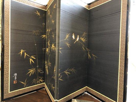 Asian black and gold silk screen