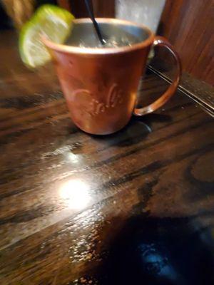 Oops Blurry sorry Mule Mug was moving!  Lol.."Peach Mule"  5/10... weak on Ciroc Peach Vodka. Tuesday 7/23/2024