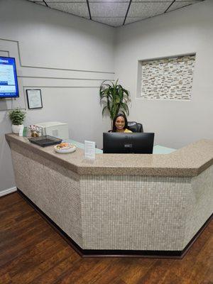 Our receptionist Rihana, is there to greet you as you come through the door.