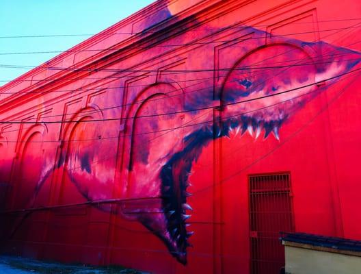 This and many of the murals were found in the alley way behind Central Ave. use Cider press cafe as a starting point & go behind it.