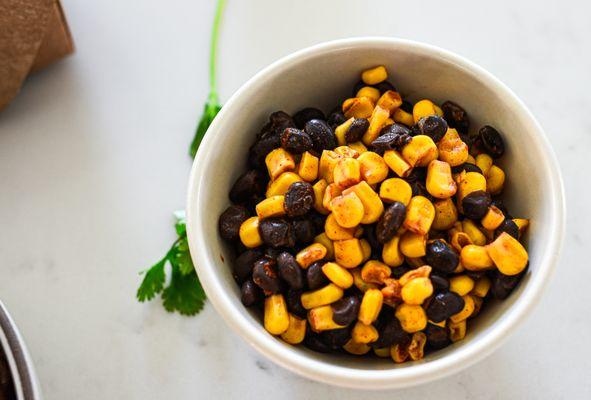 Palmita taco seasoned corn and black beans