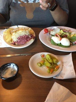 Reuben sandwich and salad bar