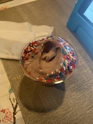 Chocolate ice cream with sprinkles