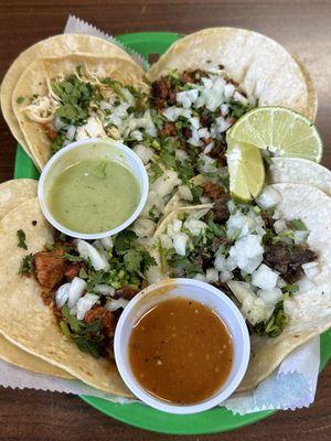 Tacos (beef, spicy pork, chicken, chorizo)