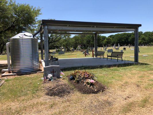 Visitation area and fresh grave