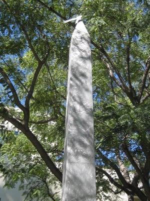 1992. Joe Fay's aluminum sculpture, "Obelisk".