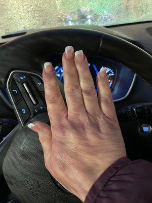 Pink and white French manicure.