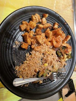 Hibachi Fried Rice, Vegetables, Chicken and Shrimp