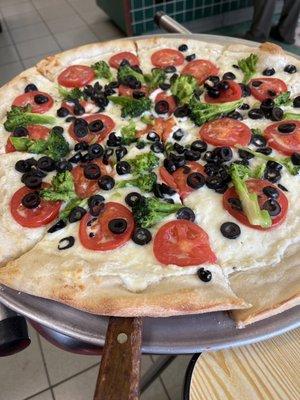 White Pizza with veggies.