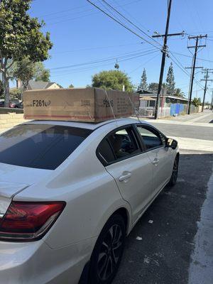 Car loaded up with furniture