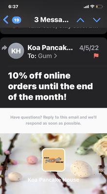 Last day for 10% off 4-30-22