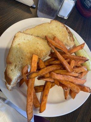 Chicken salad sandwich on homemade bread