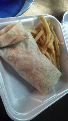 Kids meal burrito, it includes a drink also.