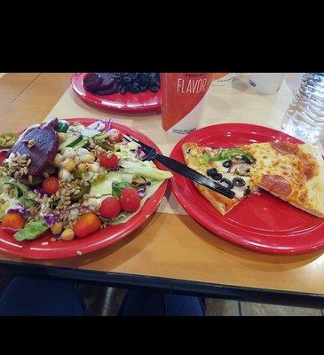 Pepperoni Pizza and salad