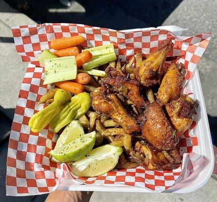 Garlic honey wings and Cajun fries