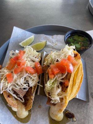 Birria and Queso tacos.