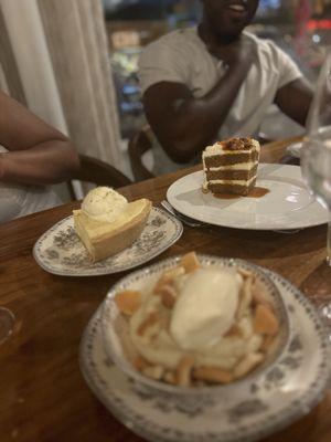 Banana pudding , key lime pie, carrot cake