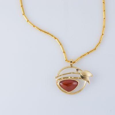 Bamboo Pendant with Mandarin Garnet