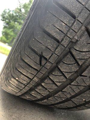 Gash in the tire